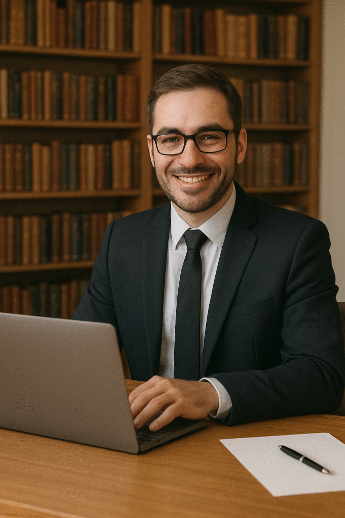 professional in a book lined office (1)
